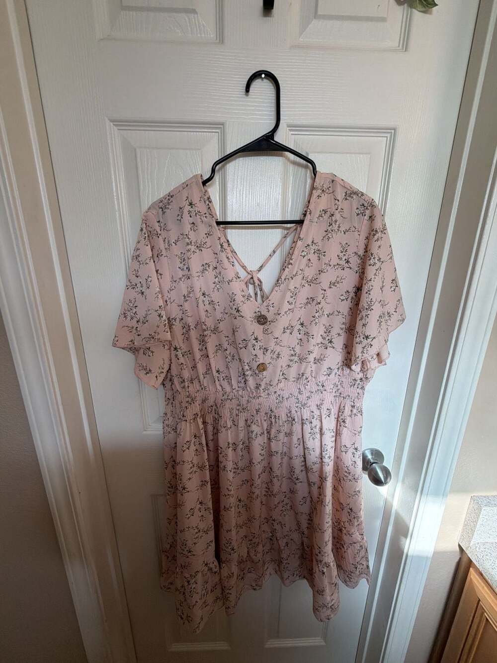 SHEIN Curve Floral Print V-Neck Ruffle Hem Dress Size 2XL